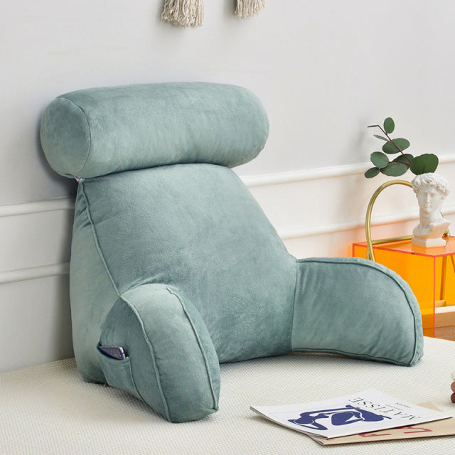 Comfort Haven | Backrest Pillow with Adjustable Headrest & Soft Velour Cover | Ultimate Bed Backrest Support for Neck and Back Relief 4