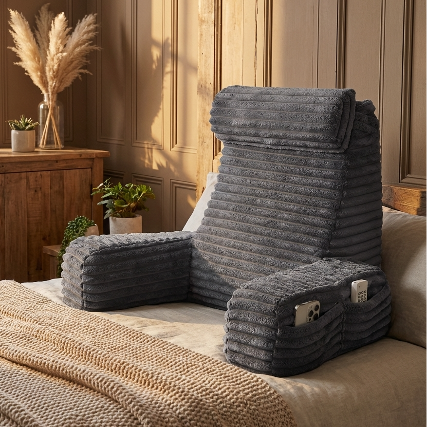 Comfort Haven | Backrest Pillow with Adjustable Headrest & Supportive Arms | Cushion for Ultimate Relaxation 0