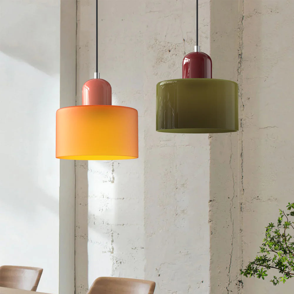 Cylindrical Pendant Lamp | Glass Pendant Lighting with Adjustable Height | Modern Design for Elegant Kitchen Illumination 2