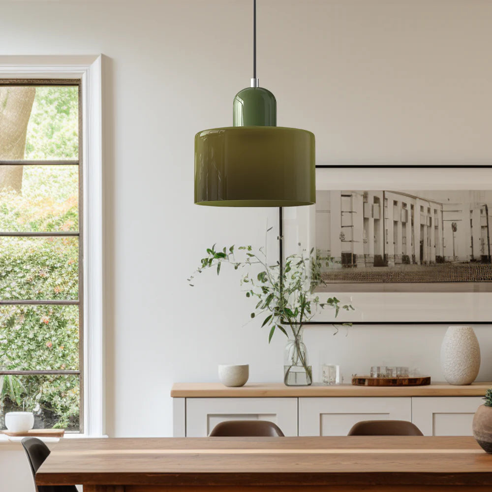 Cylindrical Pendant Lamp | Glass Pendant Lighting with Adjustable Height | Modern Design for Elegant Kitchen Illumination 3