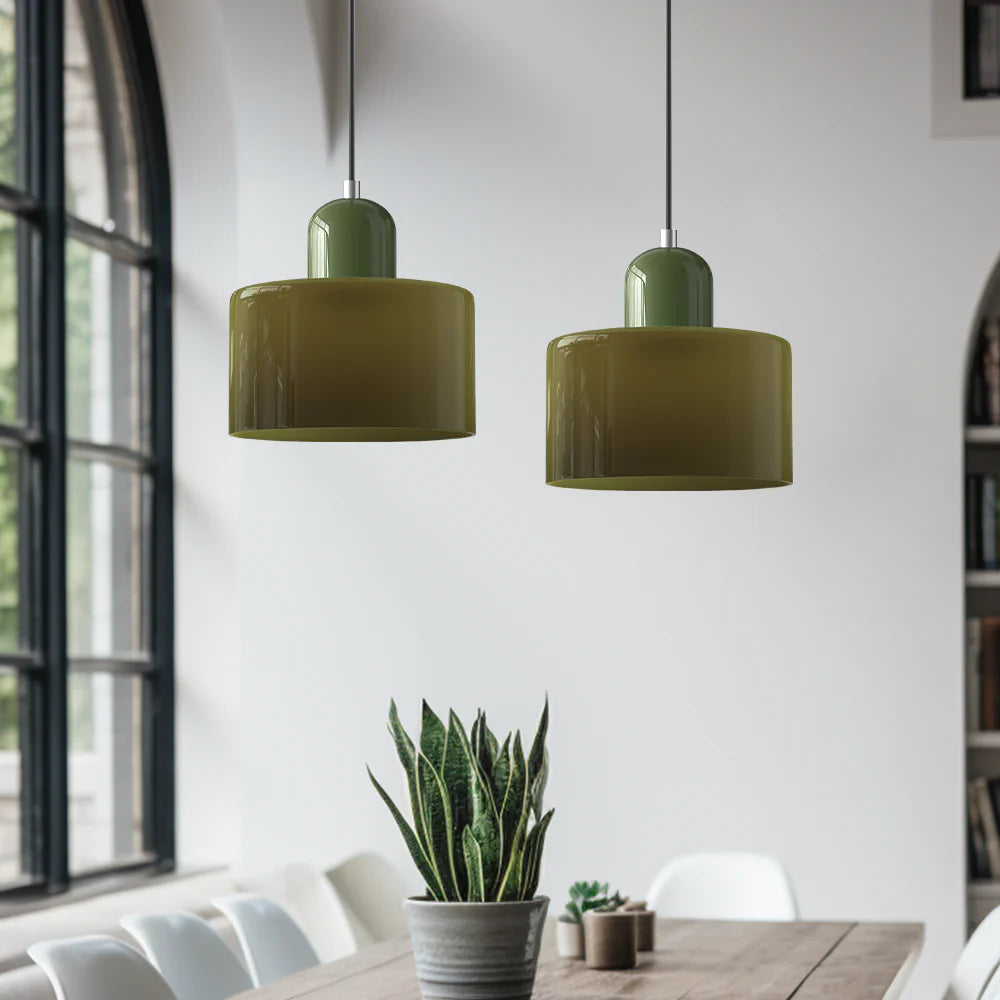 Cylindrical Pendant Lamp | Glass Pendant Lighting with Adjustable Height | Modern Design for Elegant Kitchen Illumination 5