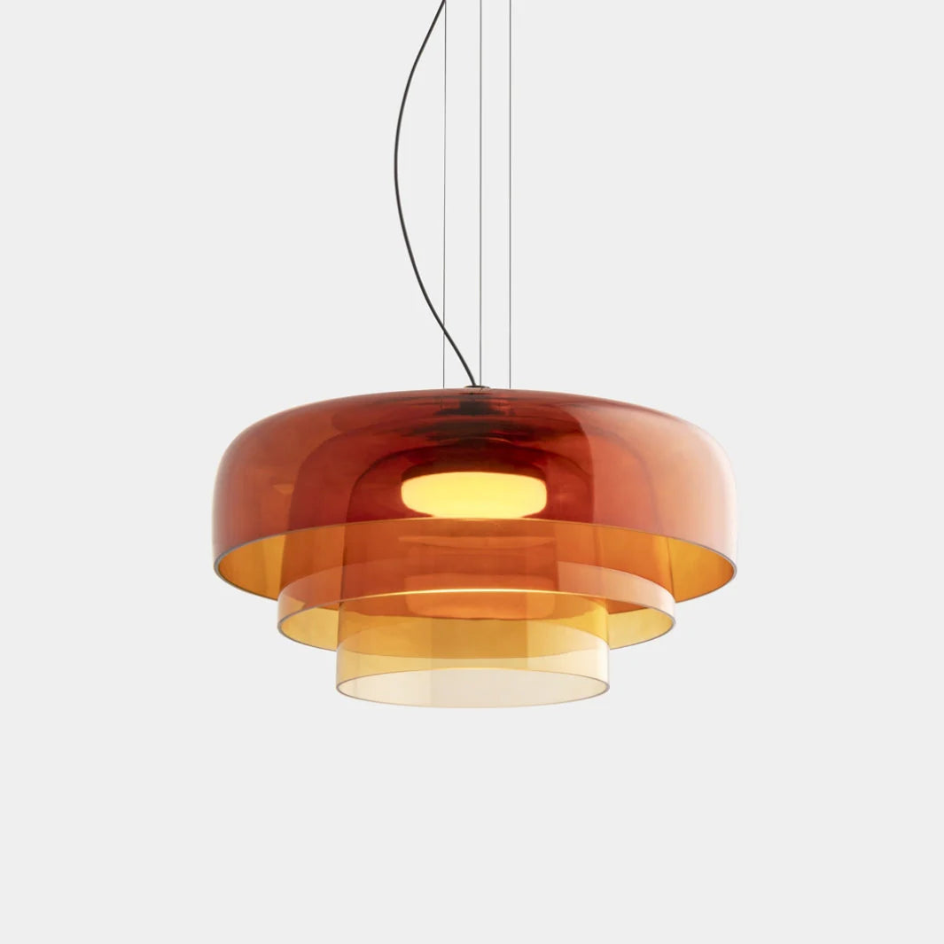 Halo | Glass Pendant Lighting with Adjustable Height & Unique Layered Design | Elegant Fixture for Kitchen Island and Dining Areas 1
