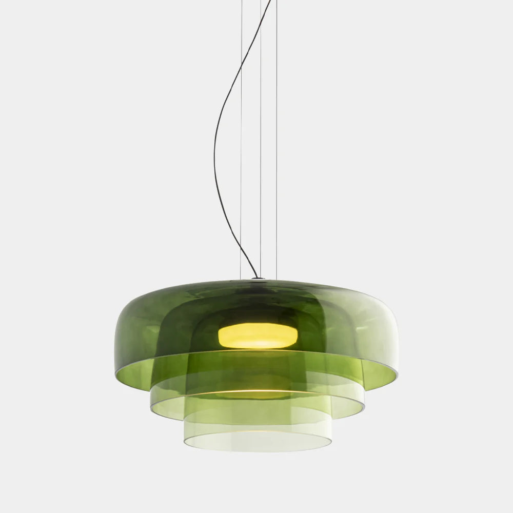Halo | Glass Pendant Lighting with Adjustable Height & Unique Layered Design | Elegant Fixture for Kitchen Island and Dining Areas 8
