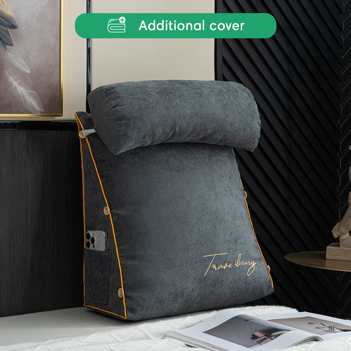 Luxury Backrest Pillow Cover with Removable Design & Multiple Colors for Instant Style Change 0