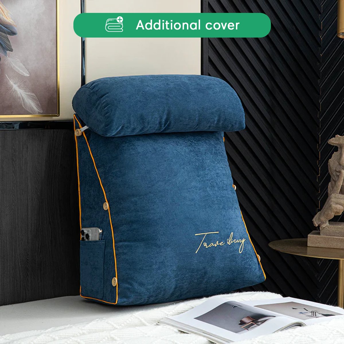 Luxury Backrest Pillow Cover with Removable Design & Multiple Colors for Instant Style Change 1