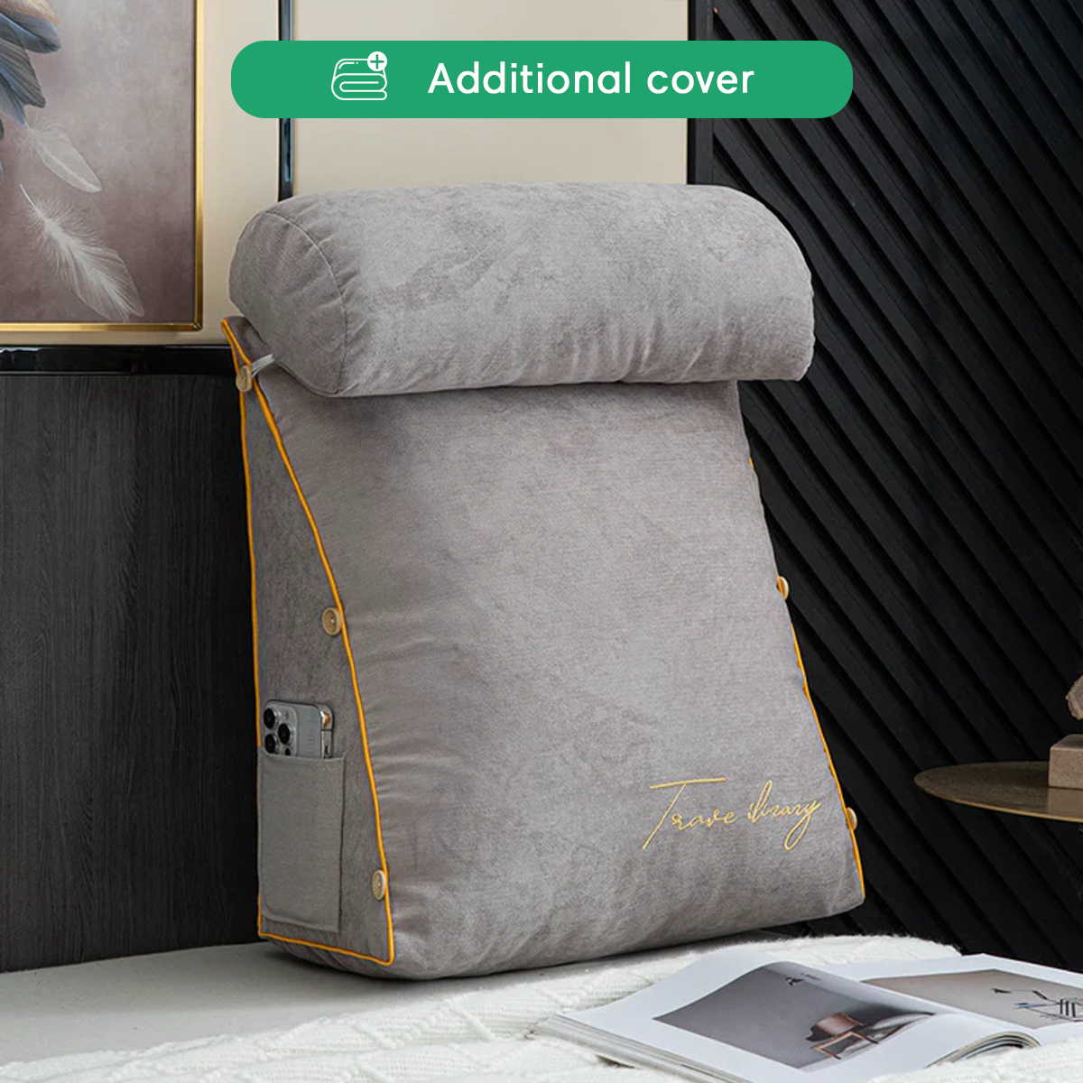 Luxury Backrest Pillow Cover with Removable Design & Multiple Colors for Instant Style Change 4