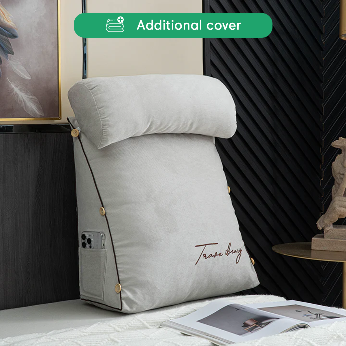Luxury Backrest Pillow Cover with Removable Design & Multiple Colors for Instant Style Change 5