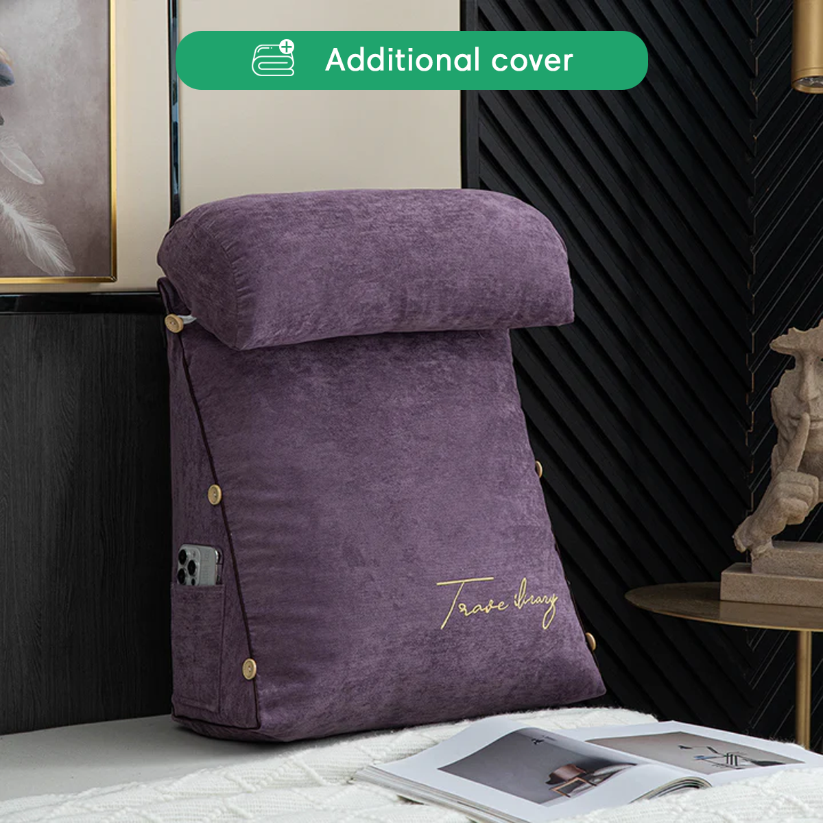 Luxury Backrest Pillow Cover with Removable Design & Multiple Colors for Instant Style Change 6