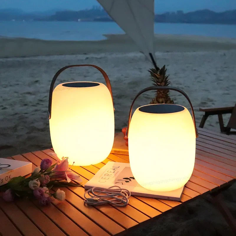 Portable LED Lamp | Cordless Solar-Powered Design with Ergonomic Handle | Soft Light for Indoor and Outdoor Use 0