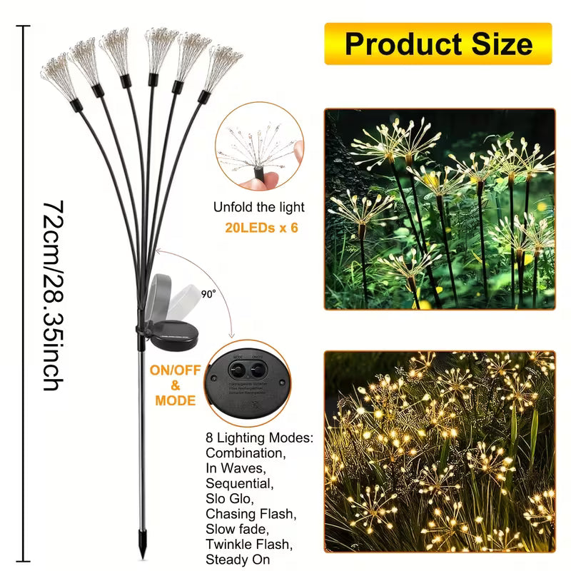 Solar Garden Lights | 120 LED Outdoor Lights with 8 Modes | Waterproof Design for Cozy Ambiance 7