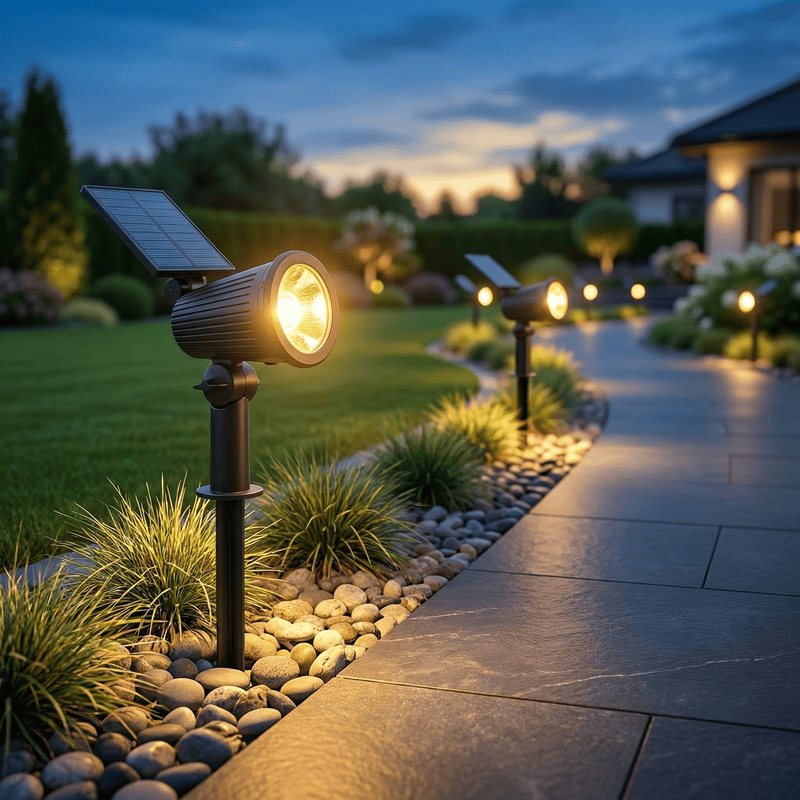 Solar Powered Garden Spotlight | 9 Color Options with Dusk Sensor for Customizable Outdoor Ambiance 0