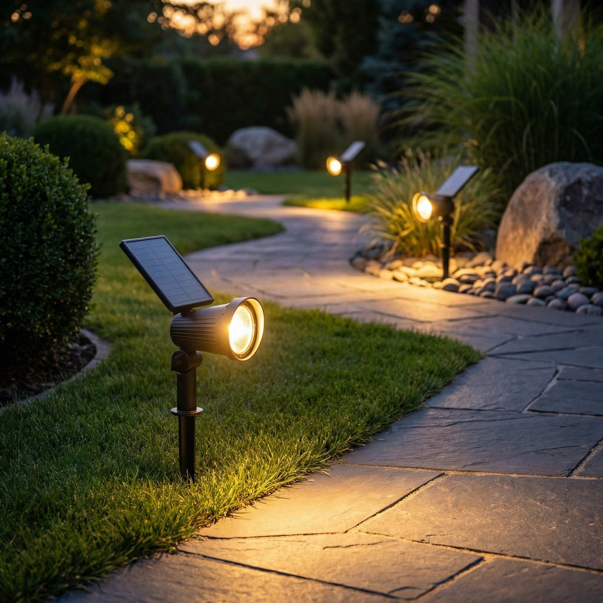 Solar Powered Garden Spotlight | 9 Color Options with Dusk Sensor for Customizable Outdoor Ambiance 3